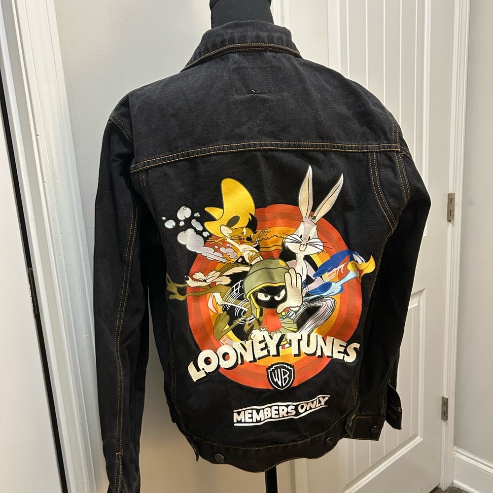 Warner Bros Studio Y2K Looney Toons Embroidered Denim Jacket Members Only Small